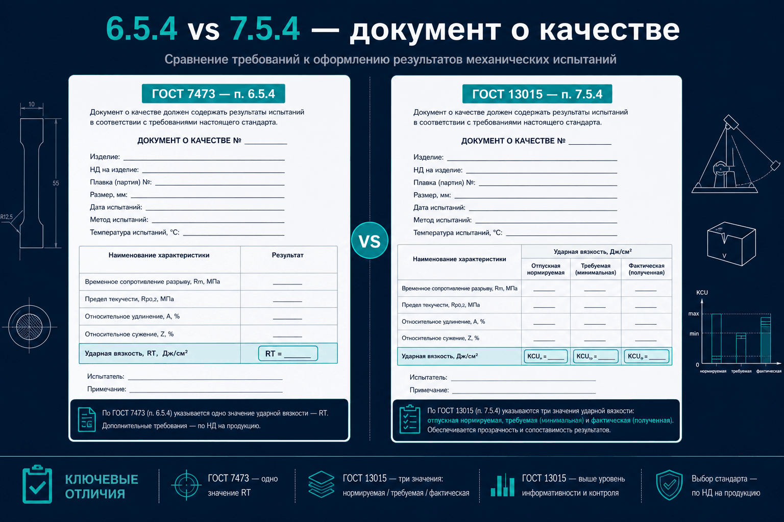Документ о качестве: паспорт 7473 и форма 13015 — прочность по ГОСТ 18105