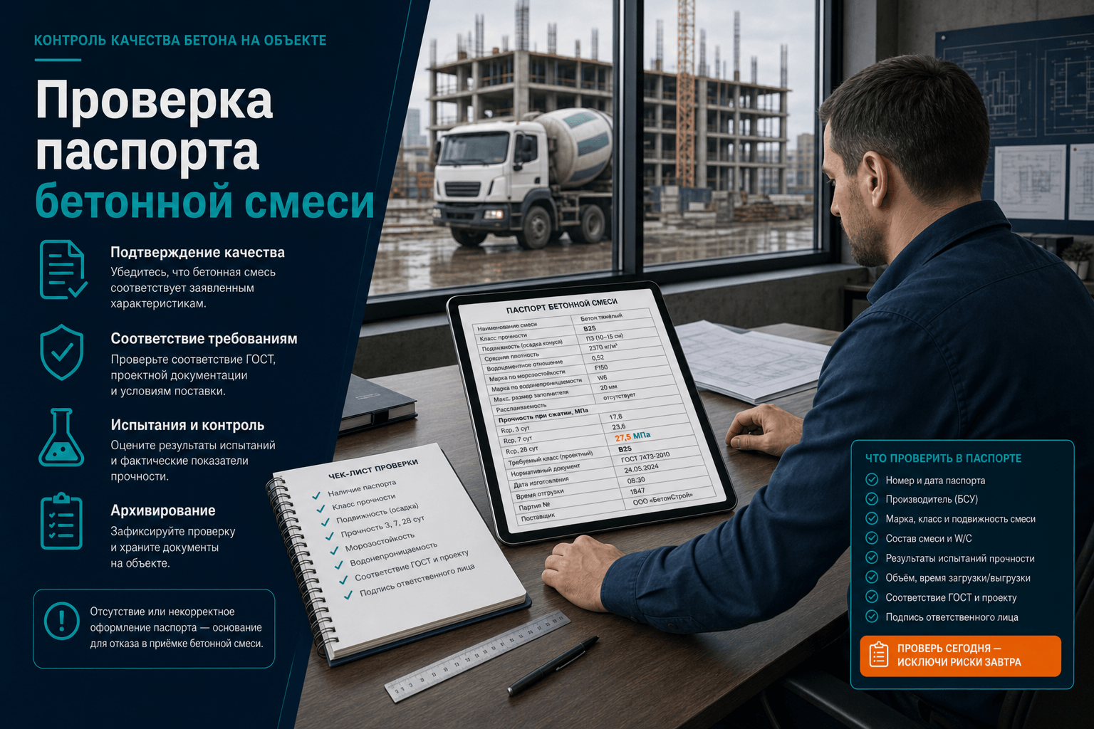 ИИ-агент проверяет паспорт качества бетонной смеси и RT