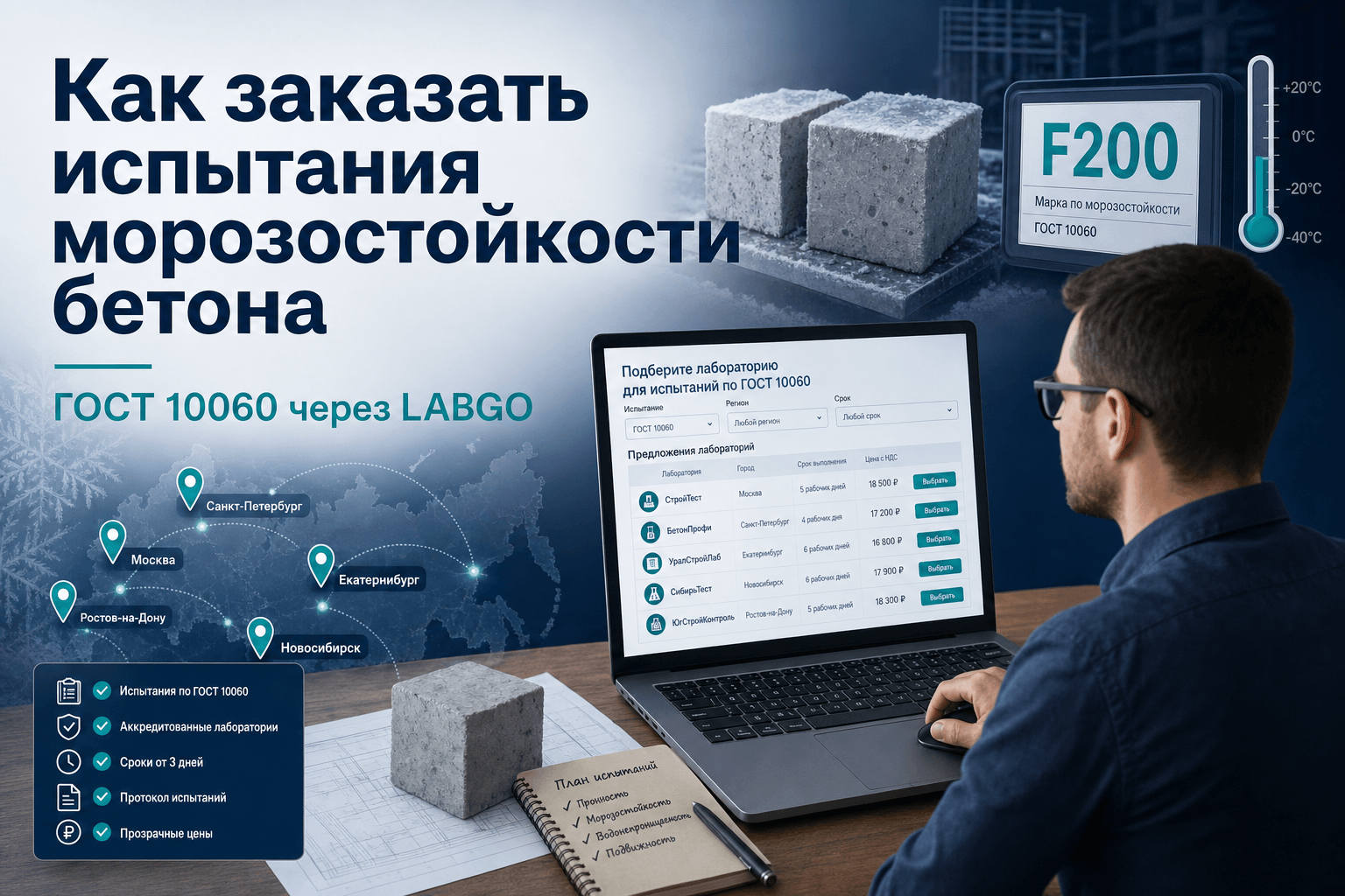 Как заказать испытания морозостойкости бетона через LABGO