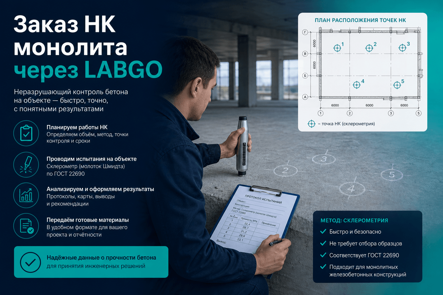 Как заказать неразрушающий контроль монолита через LABGO