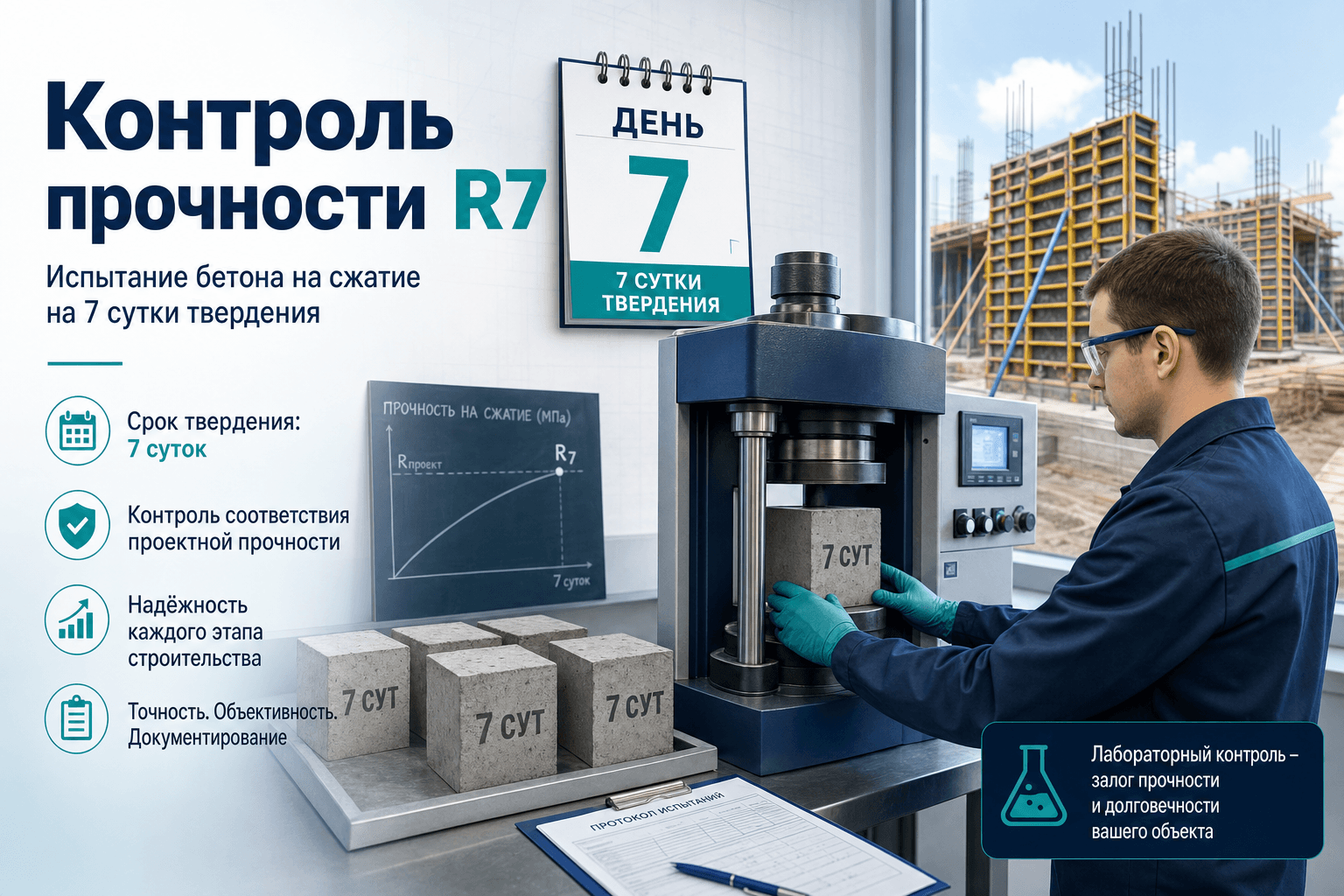 Контроль прочности в промежуточном возрасте R7: методика
