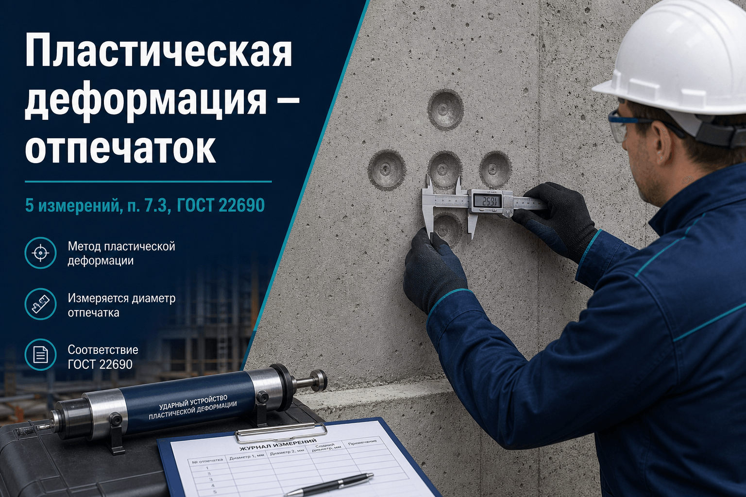 Метод пластической деформации (отпечаток) по ГОСТ 22690: протокол лаборанта