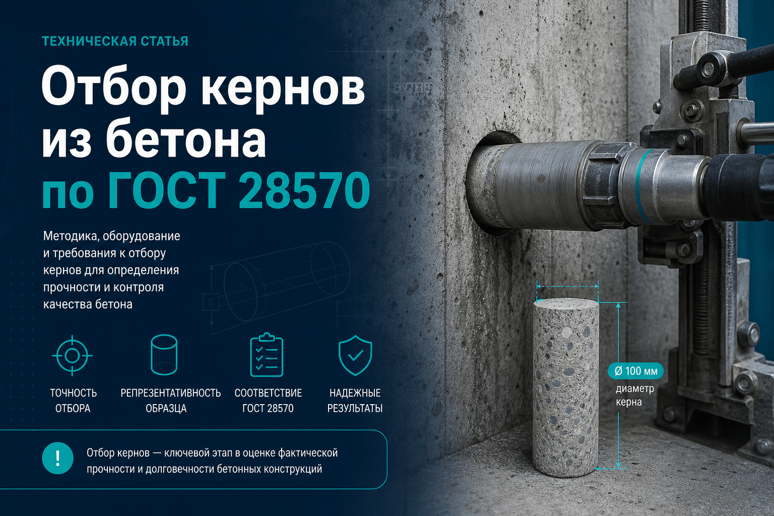 Отбор кернов из бетона: когда нужен ГОСТ 28570 и алгоритм для лаборатории и ПТО