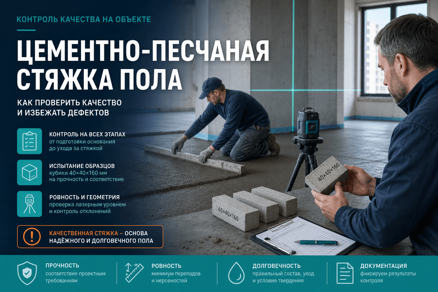 Цементно-песчаная стяжка пола — сводка каталога LABGO для инженера производственно-технического отдела