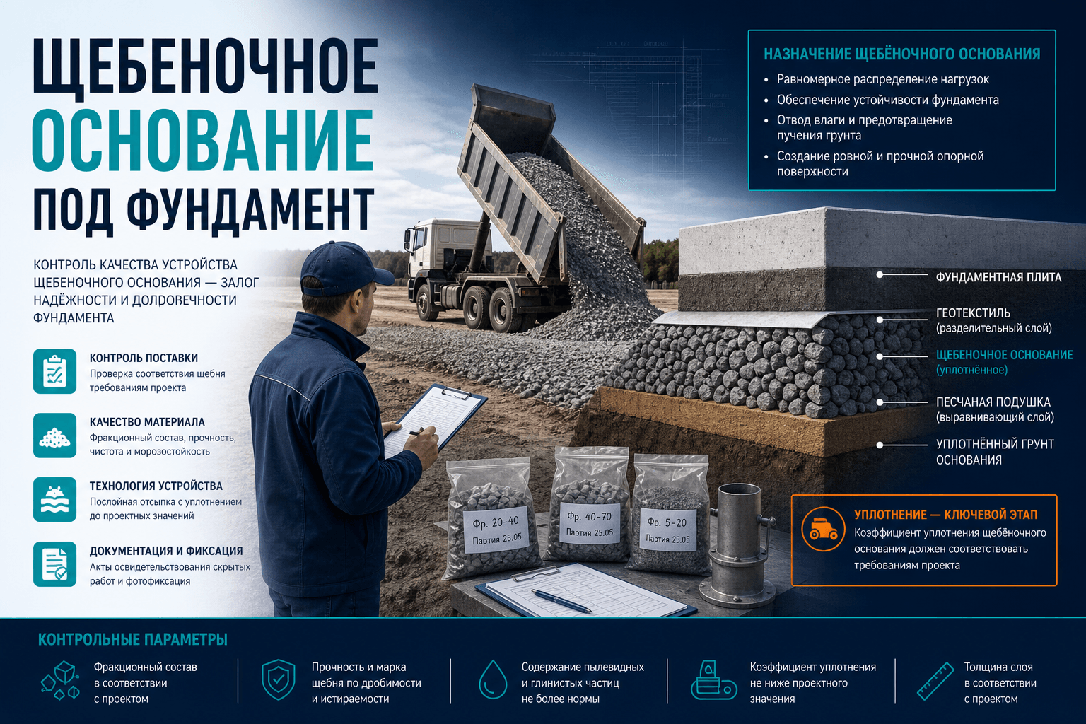 Щебеночное основание под фундамент — сводка каталога LABGO для инженера производственно-технического отдела