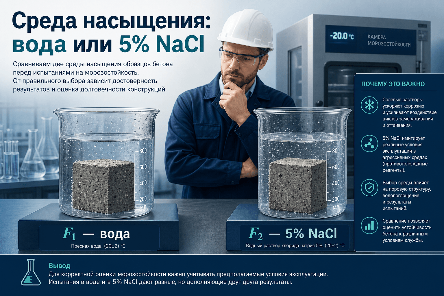 Среда насыщения: вода или 5 % NaCl — как влияет на марку F