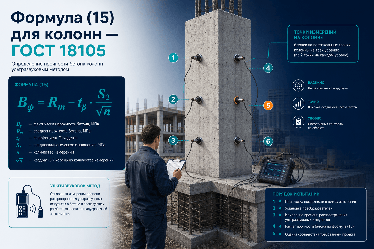 Bф колонны по формуле (15): п. 8.4.3, таблица 5 и условие 8 % ГОСТ 18105