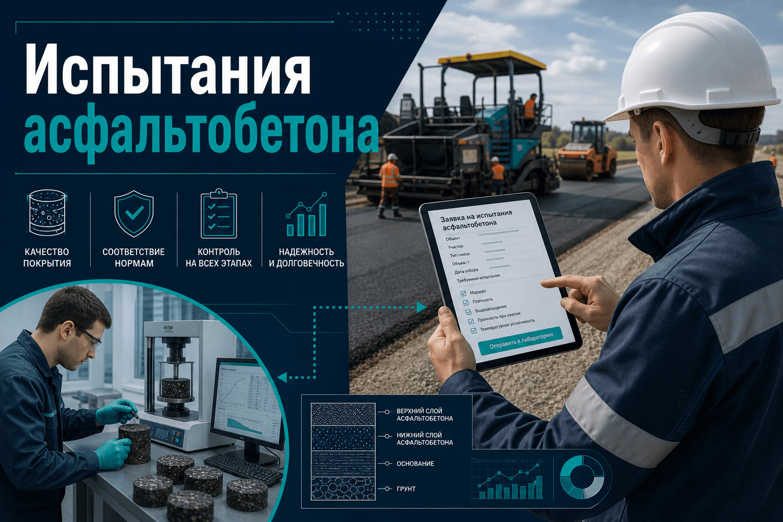 Как заказать испытания асфальтобетона: подбор лаборатории на LABGO