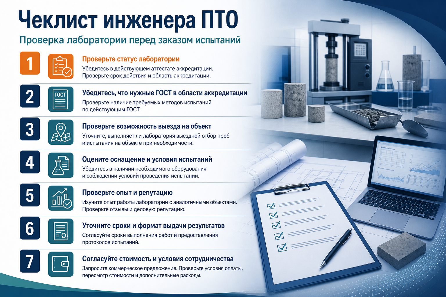 Чеклист инженера ПТО перед заказом испытаний в лабораторию